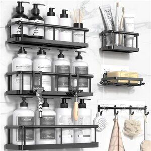 Rustproof Shower Caddy 6 Pack Bathroom Organizer Shelves No Drill Storage Rack